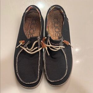 Hey Dude Women’s  Black Loafers with White Stitching